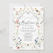 ワイルドフラワー&バタフライガールバプテスマ招待状 招待状 (正面)
