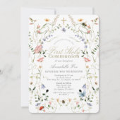 ワイルドフラワー&バタフライガールファースト聖餐式 招待状 (正面)