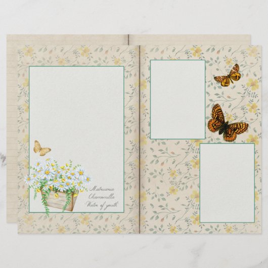 ワイルドフラワー&バタフライスクラップブックエフェメラ (正面/裏面)