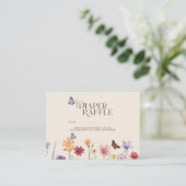 ワイルドフラワー&バタフライベビーシャワーおむつラッフル エンクロージャーカード (スタンド正面)