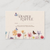 ワイルドフラワー&バタフライベビーシャワーおむつラッフル エンクロージャーカード (正面)