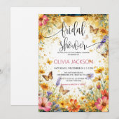 ワイルドフラワー バタフライ サマー ビューティフル シャワー 招待状 (正面/裏面)