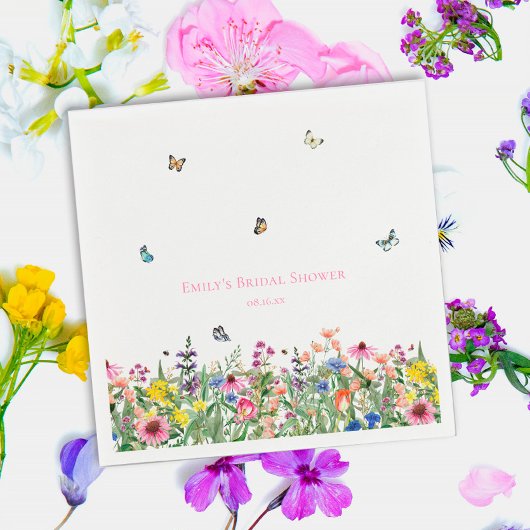 ワイルドフラワー & バタフライ ブライダルシャワー スタンダードカクテルナプキン