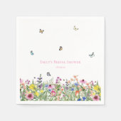 ワイルドフラワー & バタフライ ブライダルシャワー スタンダードカクテルナプキン (正面)