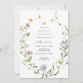 ワイルドフラワー バタフライ メドウ ブライダル シャワー 招待状 (正面)