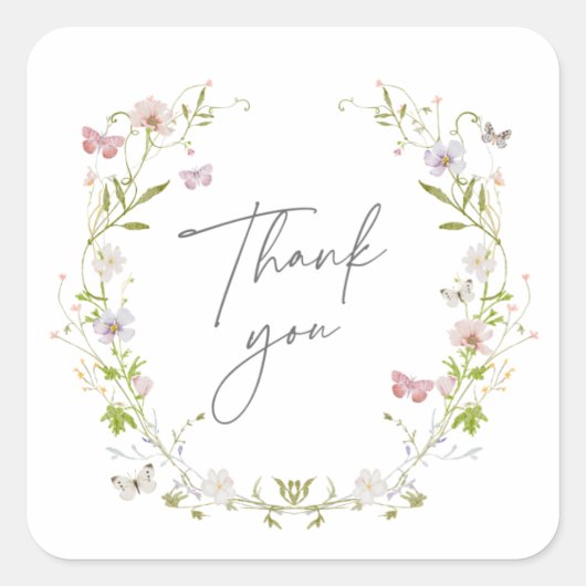 ワイルドフラワー バタフライ リース サンクス スクエアシール (正面)