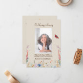 ワイルドフラワー&バター葬儀記念祈りの言葉 ノートカード (正面/裏面インサイチュ)