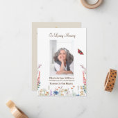 ワイルドフラワー&バター葬儀記念祈りの言葉 ノートカード (正面/裏面インサイチュ)