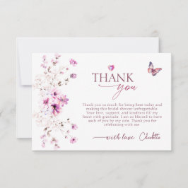 ワイルドフラワー パステル ルビー ローズ ブライダルシャワー サンキューカード