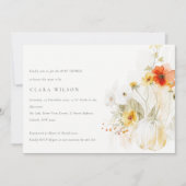 ワイルドフラワー パンプキン ウォーターカラー ベビーシャワー 招待状 (正面)