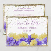 ワイルドフラワー パープル ラプソディー 保存日付 招待状 (正面/裏面)