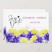 ワイルドフラワー パープル ラプソディー 保存日付 招待状 (正面/裏面)