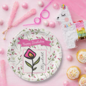 ワイルドフラワー – ピンクとオレンジの花びら誕生日 ペーパープレート (パーティー)