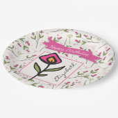 ワイルドフラワー – ピンクとオレンジの花びら誕生日 ペーパープレート (アングル)