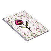 ワイルドフラワー – ピンクとオレンジの花びら パーソナライズされた ノートブック (右側)