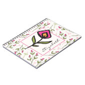 ワイルドフラワー – ピンクとオレンジの花びら パーソナライズされた ノートブック (左側)