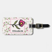 ワイルドフラワー – ピンクとオレンジの花びら パーソナライズされた ラゲッジタグ (正面横)