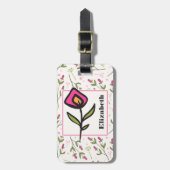 ワイルドフラワー – ピンクとオレンジの花びら パーソナライズされた ラゲッジタグ (正面縦)