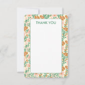 ワイルドフラワー ピンク グリーン 開花 エレガント フローラル カスタム サンキューカード (正面)