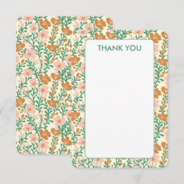 ワイルドフラワー ピンク グリーン 開花 エレガント フローラル カスタム サンキューカード