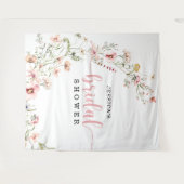 ワイルドフラワー ピンク ブライダル シャワー バックドロップ デコ タペストリー (正面(横))