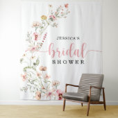 ワイルドフラワー ピンク ブライダル シャワー バックドロップ デコ タペストリー (インサイチュ)