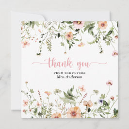 ワイルドフラワー ピンク ブライダル シャワー 感謝カード