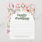 ワイルドフラワー ピンク ベビーシャワー 家族の伝統 カード (正面/裏面)