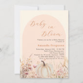 ワイルドフラワー ピーチ アーチ パンプキン ブルーム ベイビー シャワー 招待状 (正面)