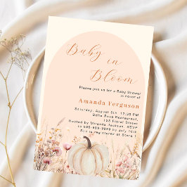 ワイルドフラワー ピーチ アーチ パンプキン ブルーム ベイビー シャワー 招待状