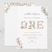 ワイルドフラワー ファーストバースデー ご招待状 招待状 (正面/裏面)