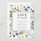 ワイルドフラワー・フィールド　ライフの祝い　保存日付 招待状 (正面/裏面)