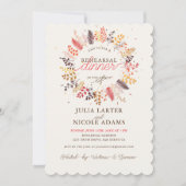 ワイルドフラワー フェアリー マッシュルーム 樹葉 リハーサル ディナー 招待状 (正面)