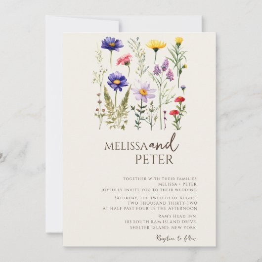 ワイルドフラワー フォト ウェディング 招待状 (正面)