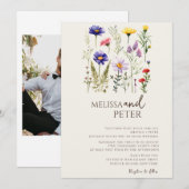 ワイルドフラワー フォト ウェディング 招待状 (正面/裏面)