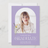 ワイルドフラワー フォト シンプル ガール 卒業パーティー 招待状 (正面)