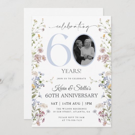 ワイルドフラワー フォト 60周年記念 招待状 (正面/裏面)
