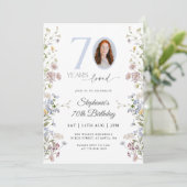 ワイルドフラワー フォト 70歳の誕生日 招待状 (スタンド正面)