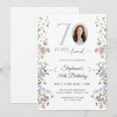 ワイルドフラワー フォト 70歳の誕生日 招待状 (正面/裏面)