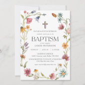 ワイルドフラワー フラワー ガール 洗礼 招待状 (正面)