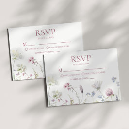 ワイルドフラワー　フラワー　花柄　ウエディング　RSVP　カード 出欠カード