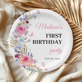 ワイルドフラワー フローラル ガーデン 誕生日パーティー ペーパープレート