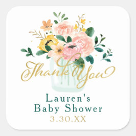 ワイルドフラワー フローラル サンクス スティッカー スクエアシール