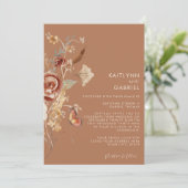 ワイルドフラワー フローラル テラコッタ ウォーターカラー ウェディング イン 招待状 (スタンド正面)