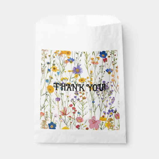 ワイルドフラワー フローラル テーマ お礼のお菓子袋 フェイバーバッグ (正面)