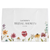 ワイルドフラワー フローラル ブライダル シャワー フェイバーズ ラージペーパーバッグ (正面)
