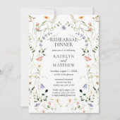 ワイルドフラワー フローラル リース ガーデン リハーサル ディナー 招待状 (正面)