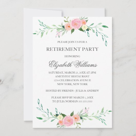 ワイルドフラワー フローラル 退職パーティー カード (正面)