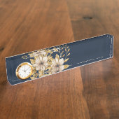 ワイルドフラワー、フローラ机用ネームプレート(青) デスクネームプレート (側面)