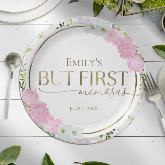 ワイルドフラワー ブット ファースト ミモザ ブライダルシャワー ペーパープレート